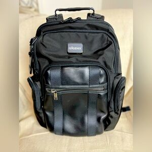 Tumi Backpack Alpha Bravo Black leather details. Pristine condition.